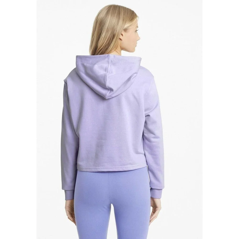 New Puma Logo Print Fleece Hoodie Long Sleeve Light Lavender Womens Size 1X